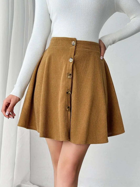 Buttoned Mini Skirt - Trendsi - Flyclothing LLC