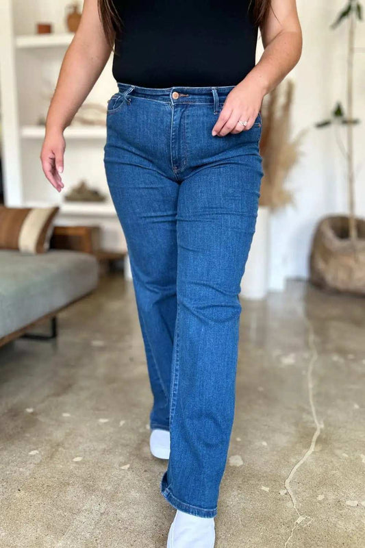 Judy Blue Full Size High Rise Straight Jeans - Trendsi - Flyclothing LLC