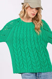 SAGE + FIG Cable-Knit Long Sleeve Sweater - Trendsi - Flyclothing LLC