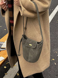Vintage Suede Bucket Shoulder Bag - Trendsi - Flyclothing LLC