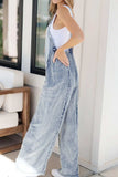 Frayed Exposed Seam Wide Leg Denim Overalls - Trendsi - Flyclothing LLC