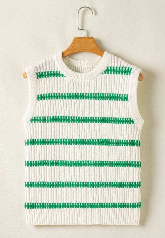 Striped Round Neck Sweater Vest - Trendsi - Flyclothing LLC