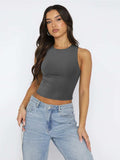 Round Neck Cropped Tank - Trendsi - Flyclothing LLC