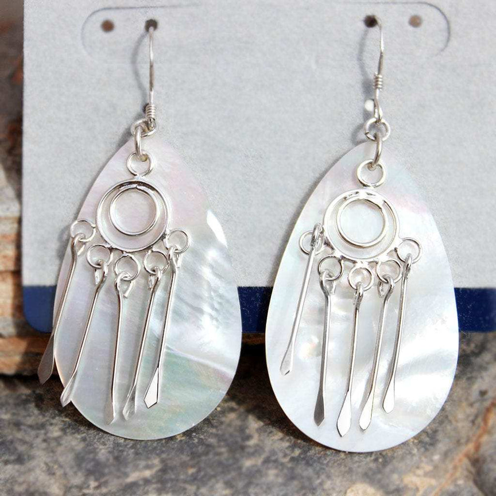 LOAS1376 - Rhodium Plating Sterling Silver 925 Earrings with Natural Shell - Alamode - Flyclothing LLC