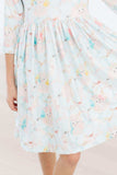 Bunny Dreams 3/4 Sleeve Pocket Twirl Dress - Mila & Rose ® - Flyclothing LLC