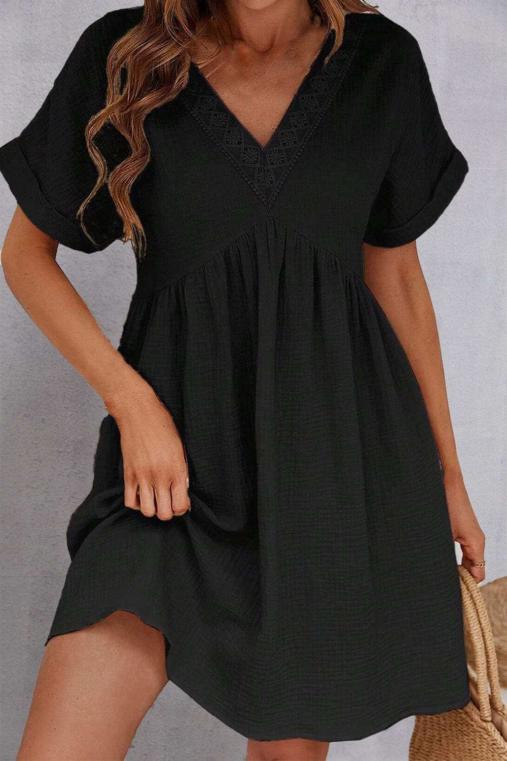 V-Neck Short Sleeve Dress - Trendsi - Flyclothing LLC