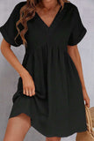 V-Neck Short Sleeve Dress - Trendsi - Flyclothing LLC