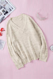 V-Neck Dropped Shoulder Sweater - Trendsi - Flyclothing LLC
