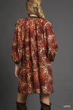 Umgee Animal Print Boho Tunic Dress with Contrast Trim Detail - Trendsi - Flyclothing LLC