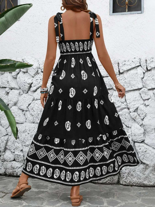 Printed Square Neck Maxi Cami Dress - Trendsi - Flyclothing LLC