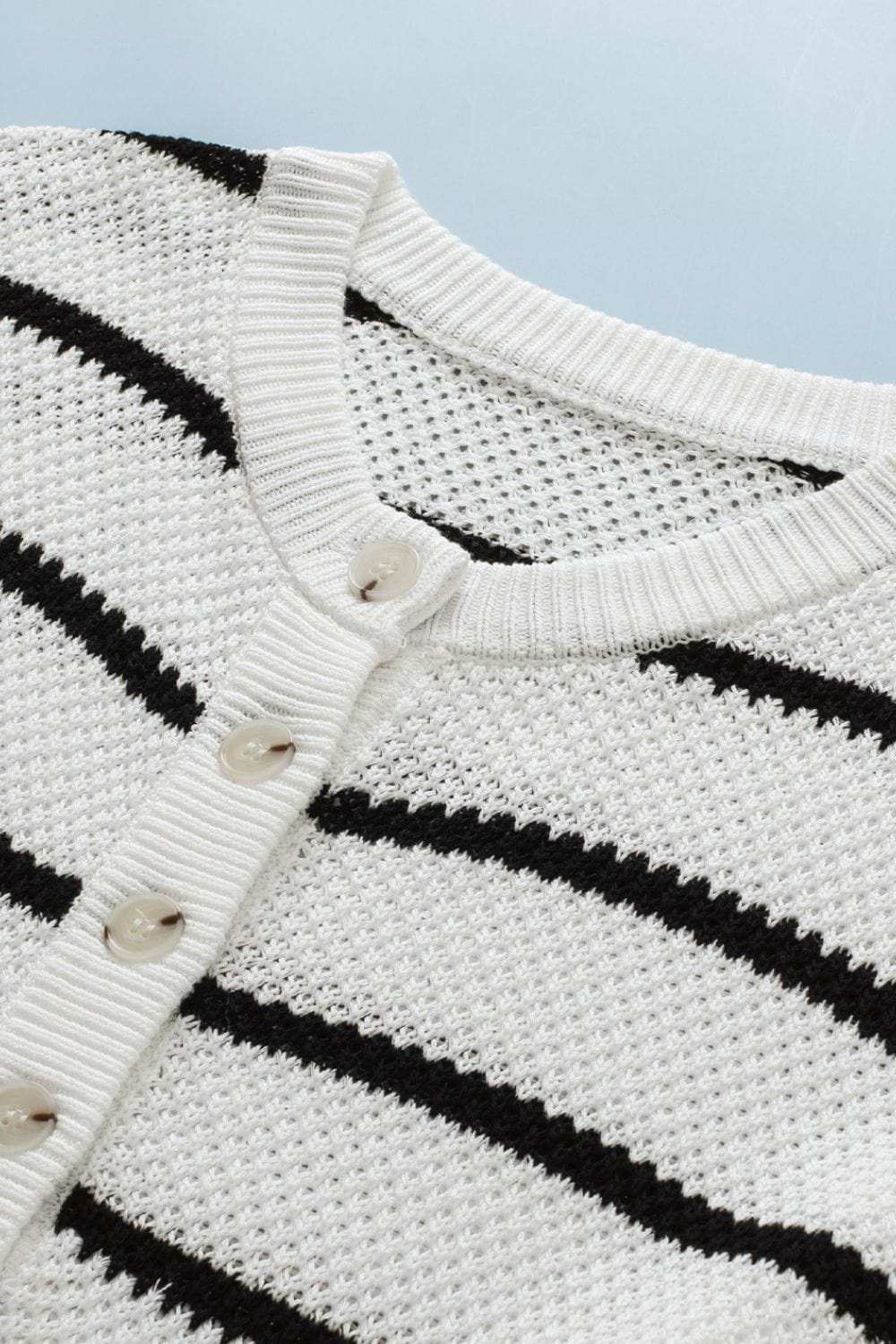 Stripe Drop Shoulder Side Slit Knit Top - Trendsi - Flyclothing LLC