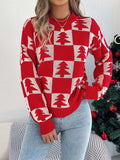 Christmas Tree Checkerboard Pattern Sweater - Trendsi - Flyclothing LLC