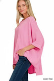 Zenana Raised Rib Bat Sleeve Top - Trendsi - Flyclothing LLC