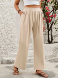 Elastic Waist Wide Leg Pants - Trendsi - Flyclothing LLC