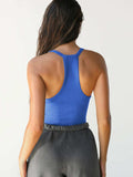 Ribbed V-Neck Halter Tank Top - Trendsi - Flyclothing LLC