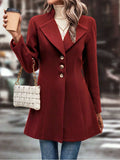 Collared Neck Button Up Long Sleeve Coat - Trendsi - Flyclothing LLC