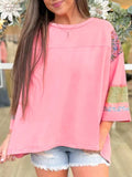 Floral Color Block Patchwork Long Sleeve Top - Trendsi - Flyclothing LLC