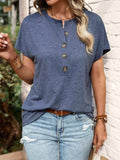 Half Button Short Sleeve Top - Trendsi - Flyclothing LLC