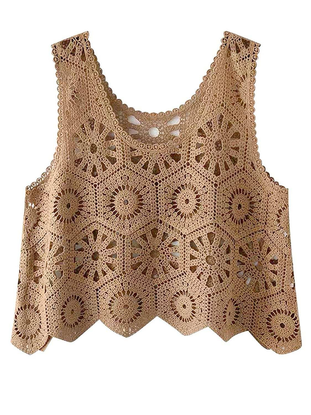 Openwork Round Neck Knit Vest - Trendsi - Flyclothing LLC