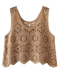 Openwork Round Neck Knit Vest - Trendsi - Flyclothing LLC
