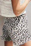 Leopard Frayed Hem Denim Shorts - Trendsi - Flyclothing LLC