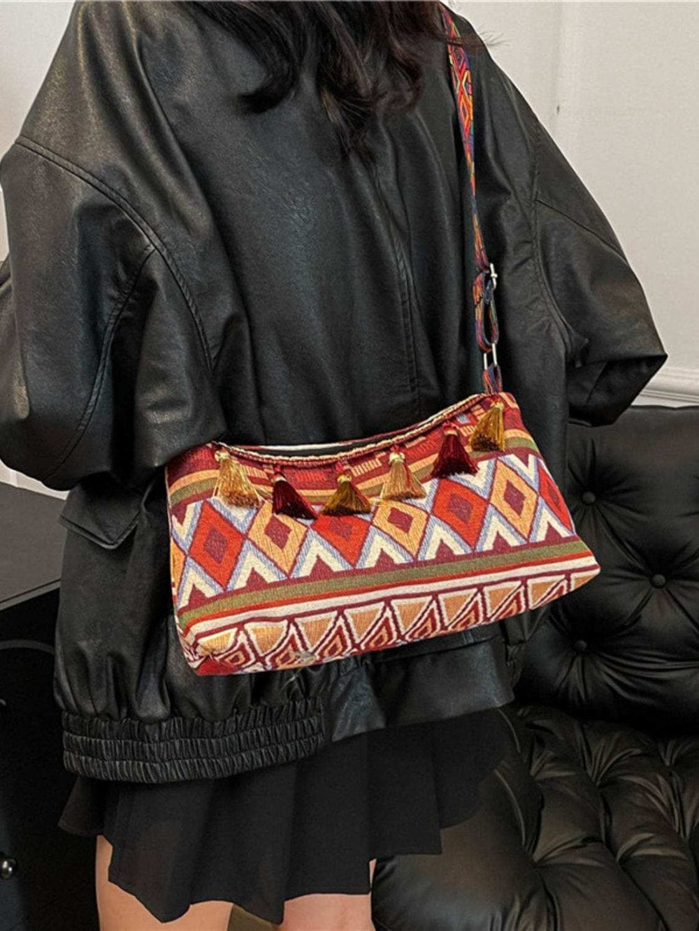 Tassel Adjustable Strap Shoulder Bag - Trendsi - Flyclothing LLC