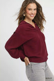 Umgee Linen Long Sleeves Elastic Hem Blouse - Trendsi - Flyclothing LLC