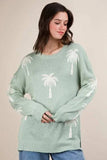VERY J Palm Tree Graphic Oversized Knit Sweater - Trendsi - Flyclothing LLC