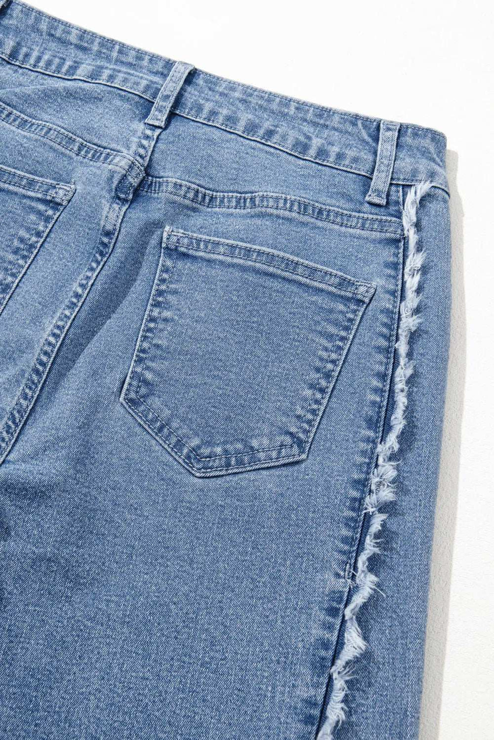 Raw Hem Wide Leg Jeans with Pockets - Trendsi - Flyclothing LLC