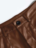 PU Leather High Rise Shorts - Trendsi - Flyclothing LLC