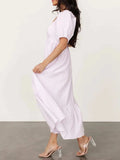 Striped Sweetheart Neck Puff Sleeve Midi Dress - Trendsi - Flyclothing LLC