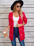 Angel Wings Heart Open Front Long Sleeve Cardigan - Trendsi - Flyclothing LLC