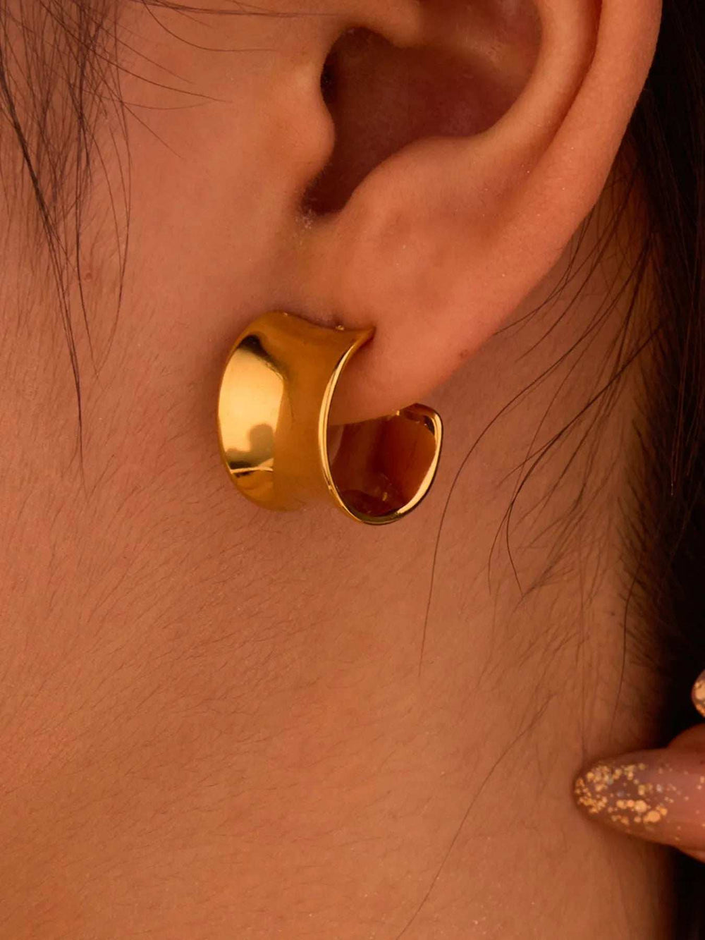 18K Gold-Plated Stainless Steel Geometric Earrings - Trendsi - Flyclothing LLC