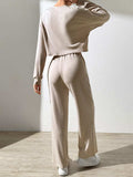 Half Button Long Sleeve Top and Pants Set - Trendsi - Flyclothing LLC