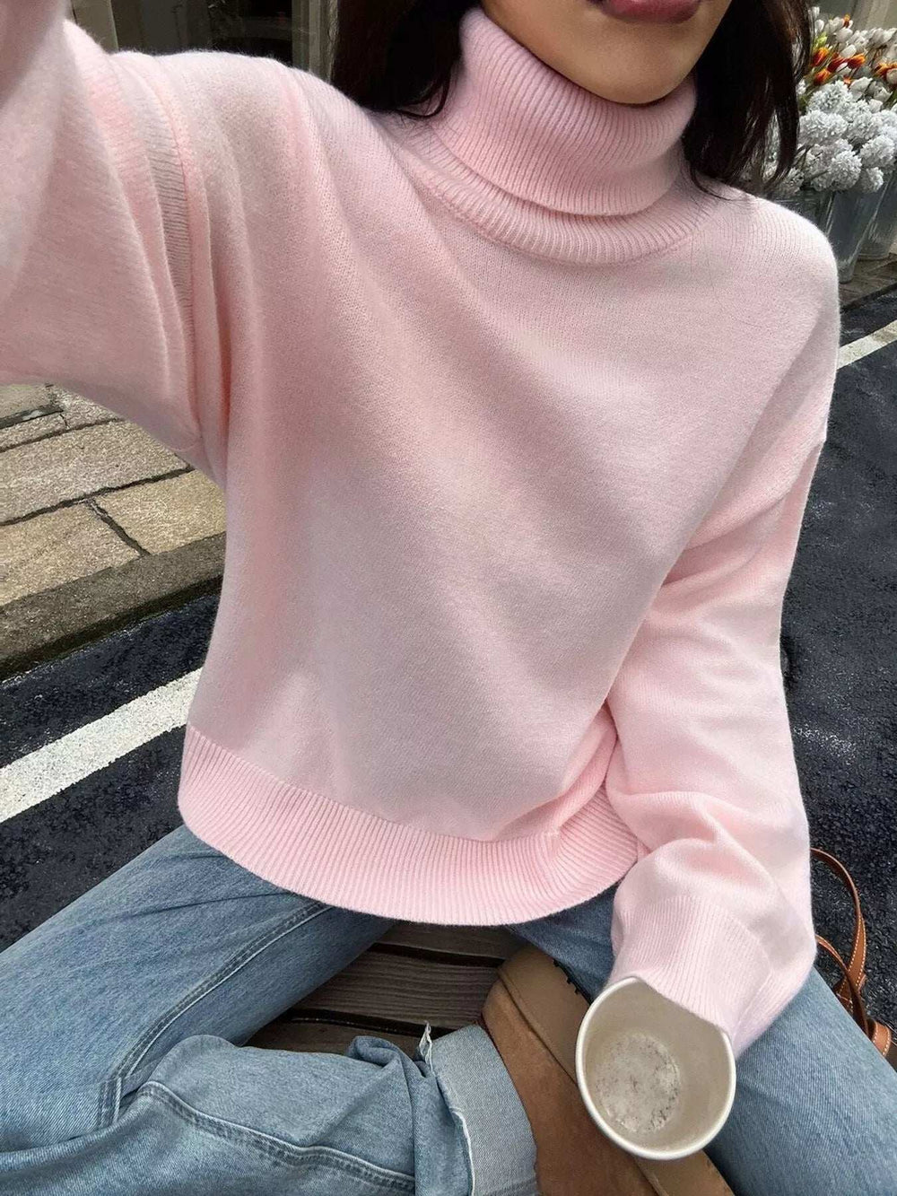 Turtleneck Long Sleeve Sweater - Trendsi - Flyclothing LLC