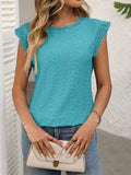 Lace Detail Round Neck Cap Sleeve Top - Trendsi - Flyclothing LLC