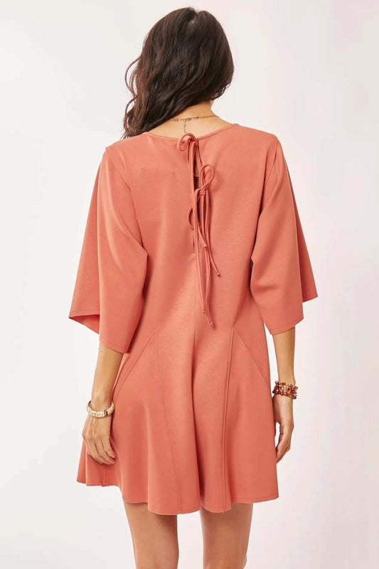 Davi & Dani Solid Draped Sleeve Ties Back Skort Romper - Trendsi - Flyclothing LLC