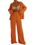 Collared Neck Long Sleeve Top and Pants Lounge Set - Trendsi - Flyclothing LLC