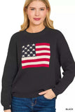 Zenana American Flag Crew Neck Sweater - Trendsi - Flyclothing LLC