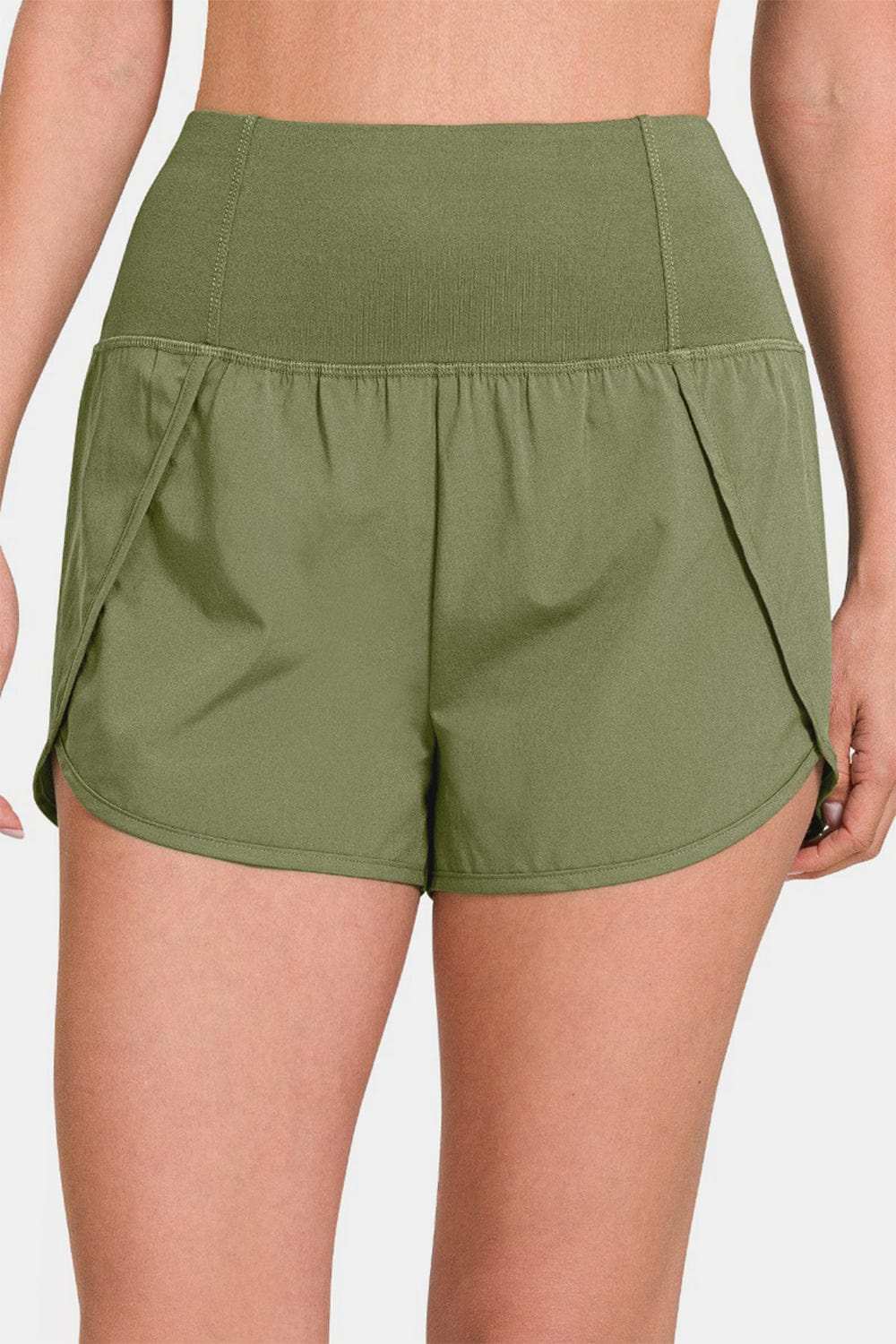 Zenana High-Waisted Zippered Back Pocket Active Shorts - Trendsi - Flyclothing LLC