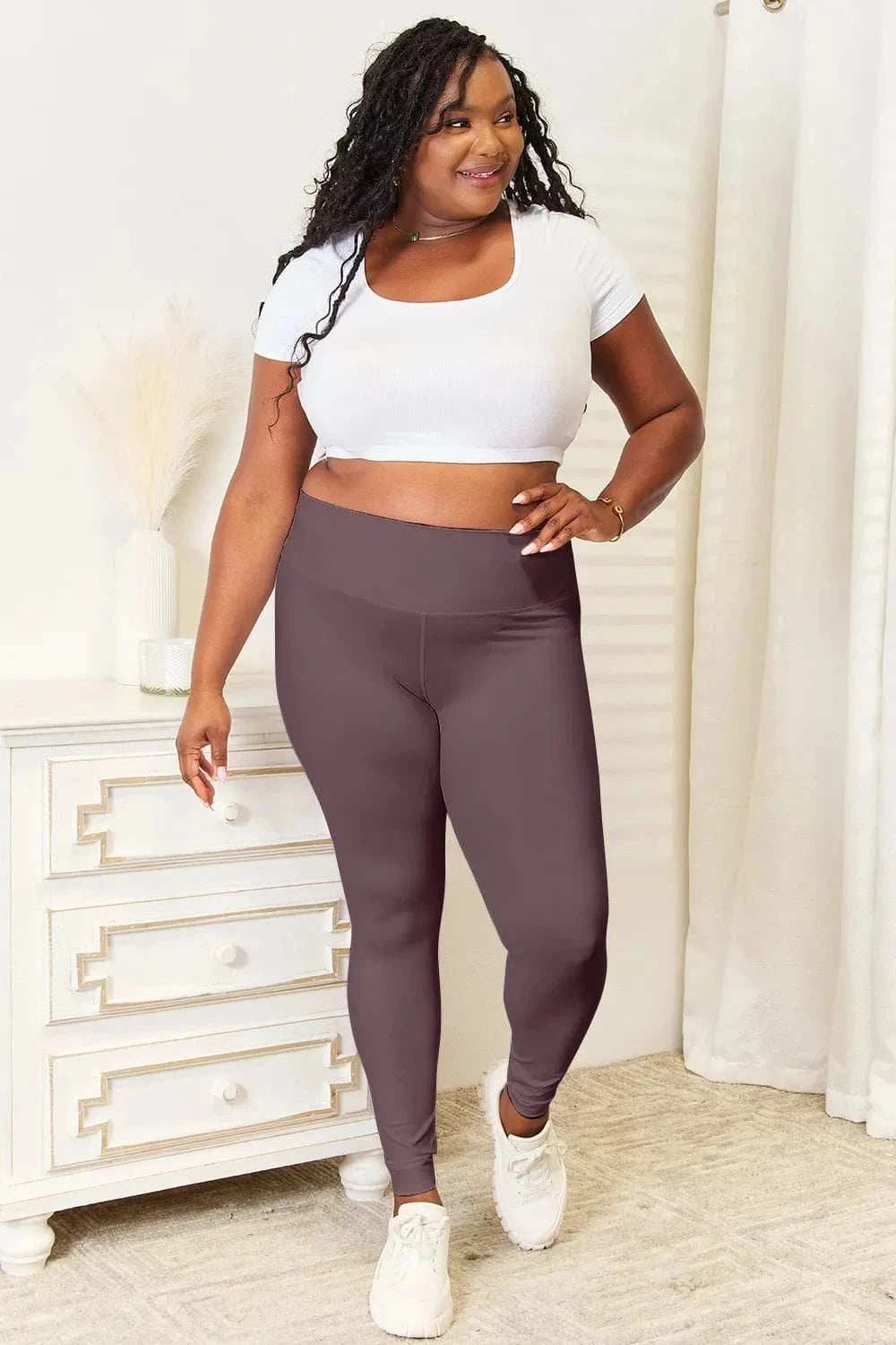 Double Take Wide Waistband Sports Leggings - Trendsi - Flyclothing LLC
