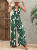 Printed Halter Neck Wide Leg Jumpsuit - Trendsi - Flyclothing LLC