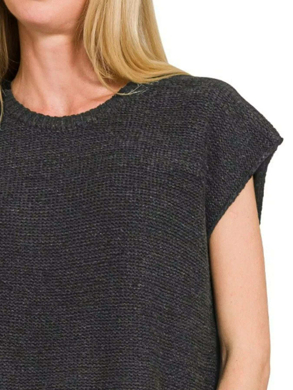 Zenana Oversized Crew Neck Sweater Vest - Trendsi - Flyclothing LLC
