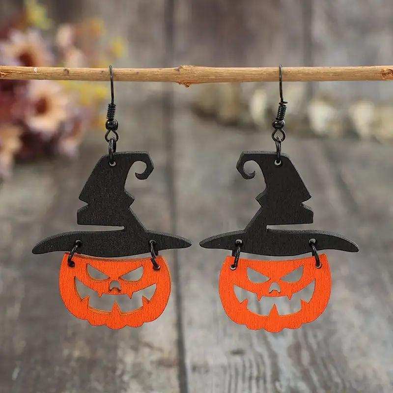 Wooden Pumpkin Shape Earrings - Trendsi - Flyclothing LLC