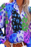 Printed Notched Long Sleeve Blouse - Trendsi - Flyclothing LLC