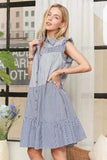 ADORA Button Down Textured Babydoll Dress - Trendsi - Flyclothing LLC