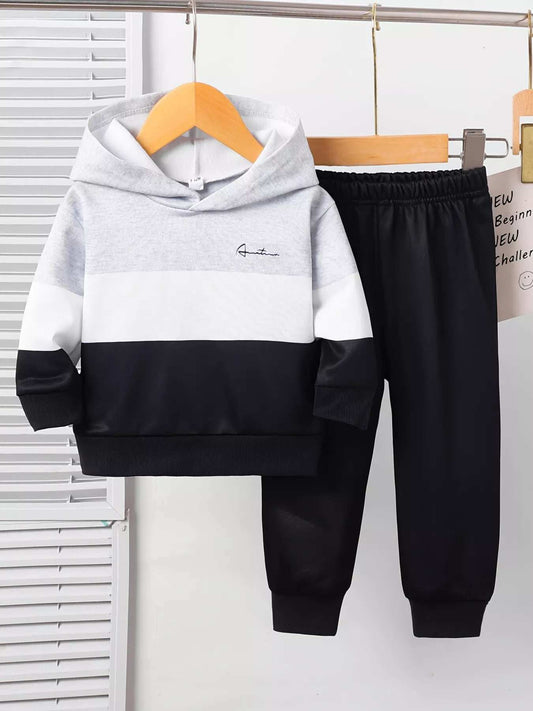 Children's Color Block Casual Hoodie & Pants Set - Trendsi - Flyclothing LLC