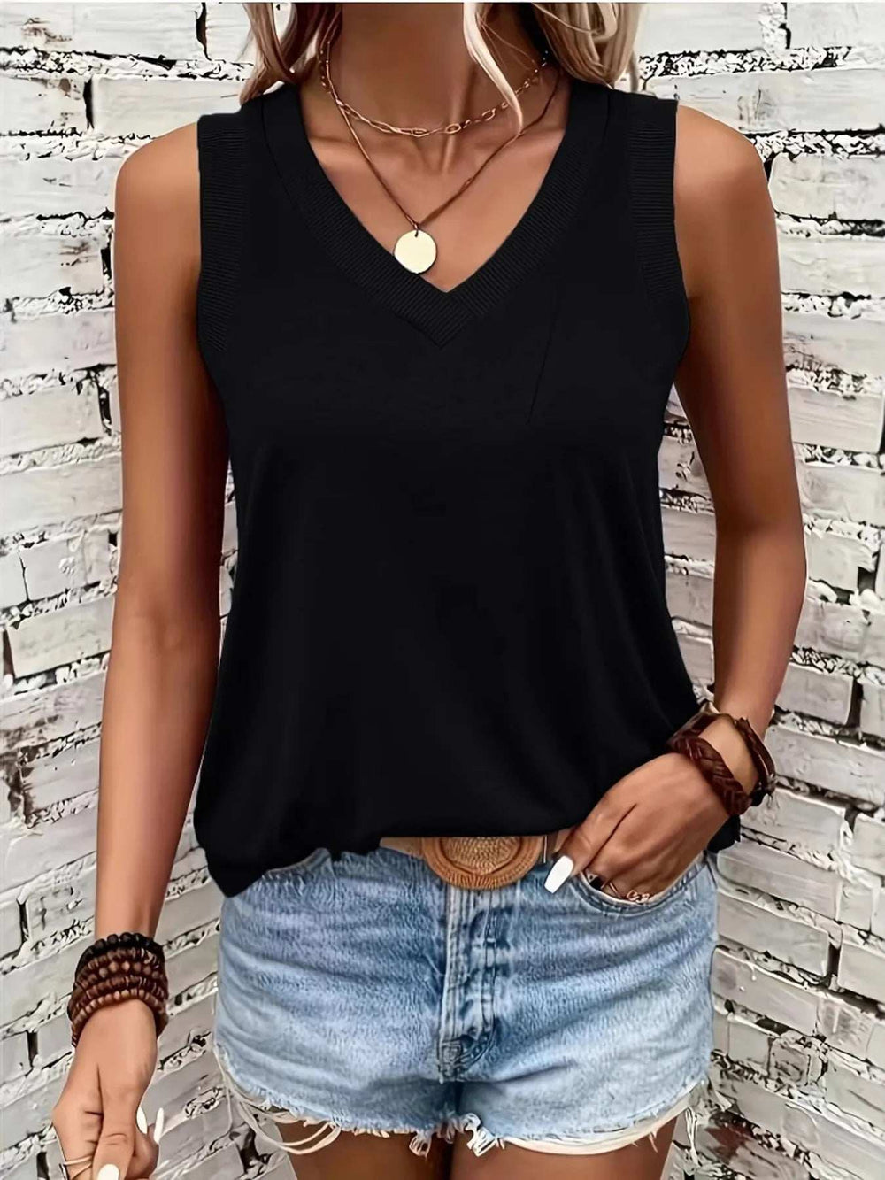 V-Neck Tank - Trendsi - Flyclothing LLC