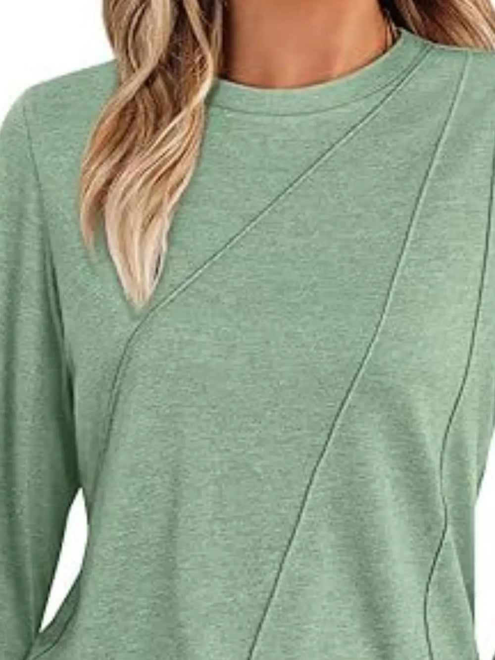 Round Neck Long Sleeve Top - Trendsi - Flyclothing LLC