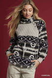 Umgee Aztec Print Sherpa Pullover - Trendsi - Flyclothing LLC